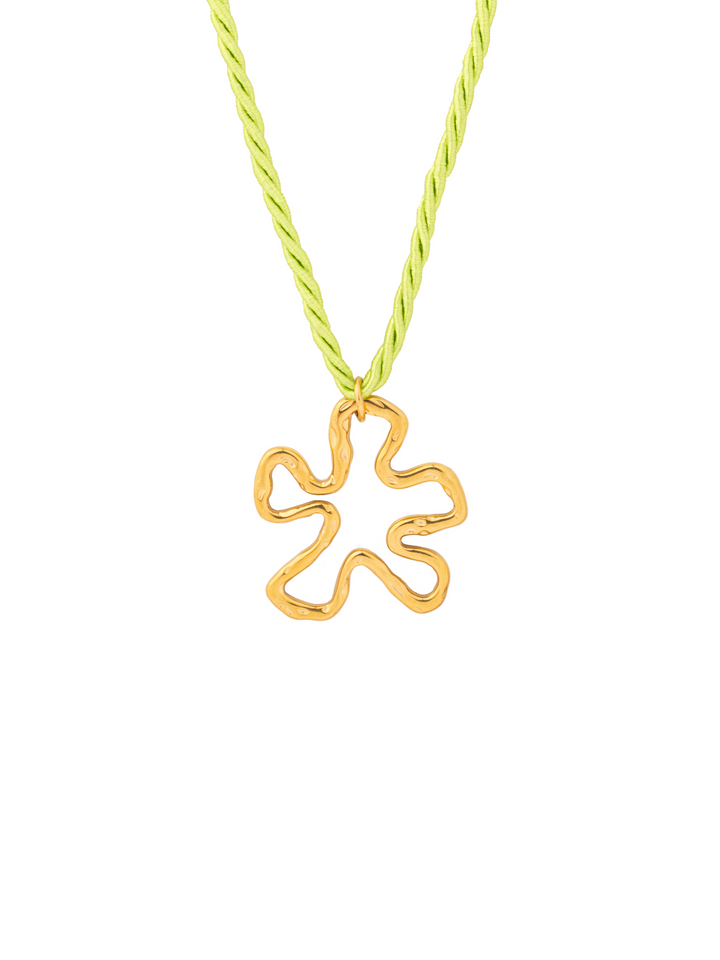 Collar Verde Con Dije Contorno Flor