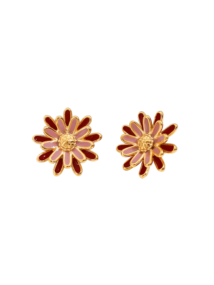 Par Arete Flor Rosa Doble