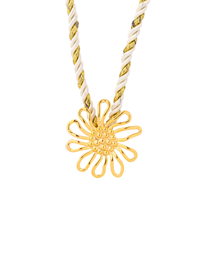 Collar Verde Con Dije Contorno Flor