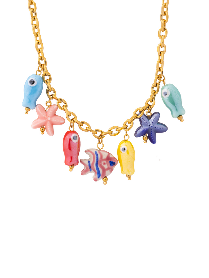 Collar Con Dijes Peces Chunky