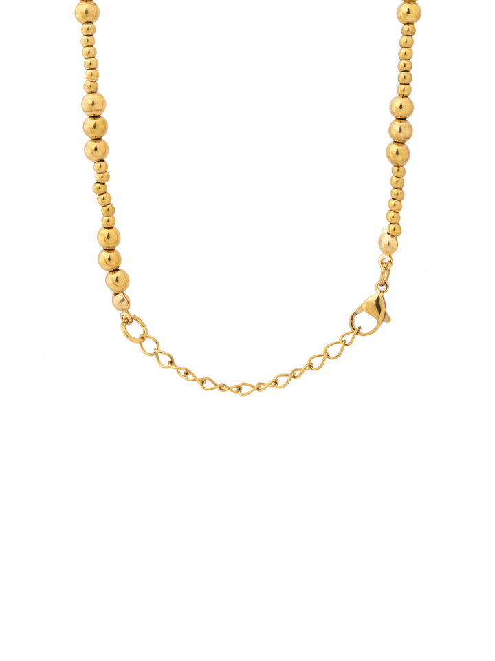 Collar Bolitas Doradas Intercaladas 3 mm y 5 mm