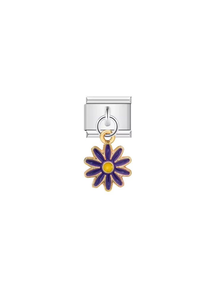 Charm Con Dije Flor Morada