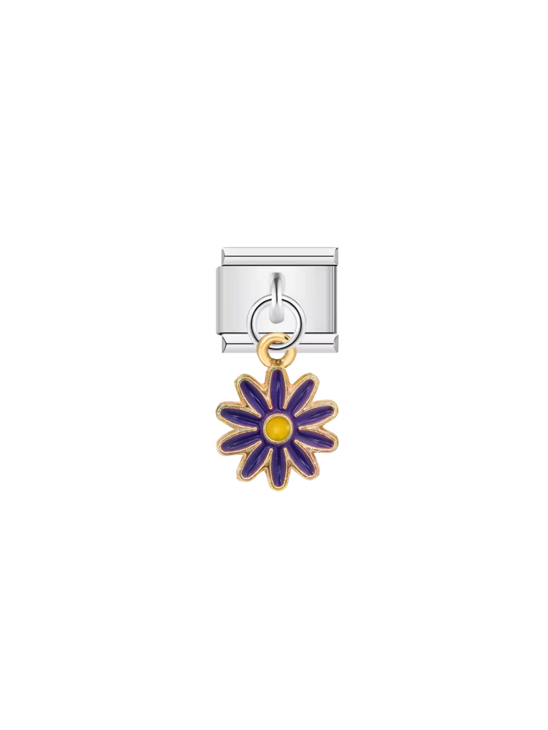 Charm Con Dije Flor Morada