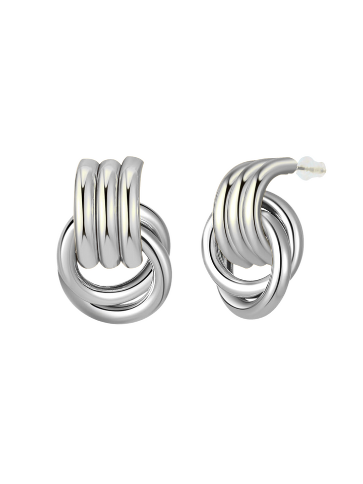 Par Arete Triple Linea Con Doble Circulo