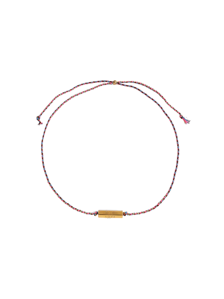 Collar Cordón Multicolor Con Dije Hexagonal Love