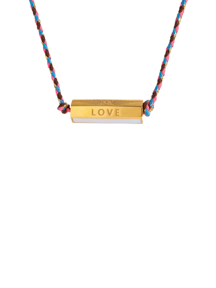 Collar Cordón Multicolor Con Dije Hexagonal Love