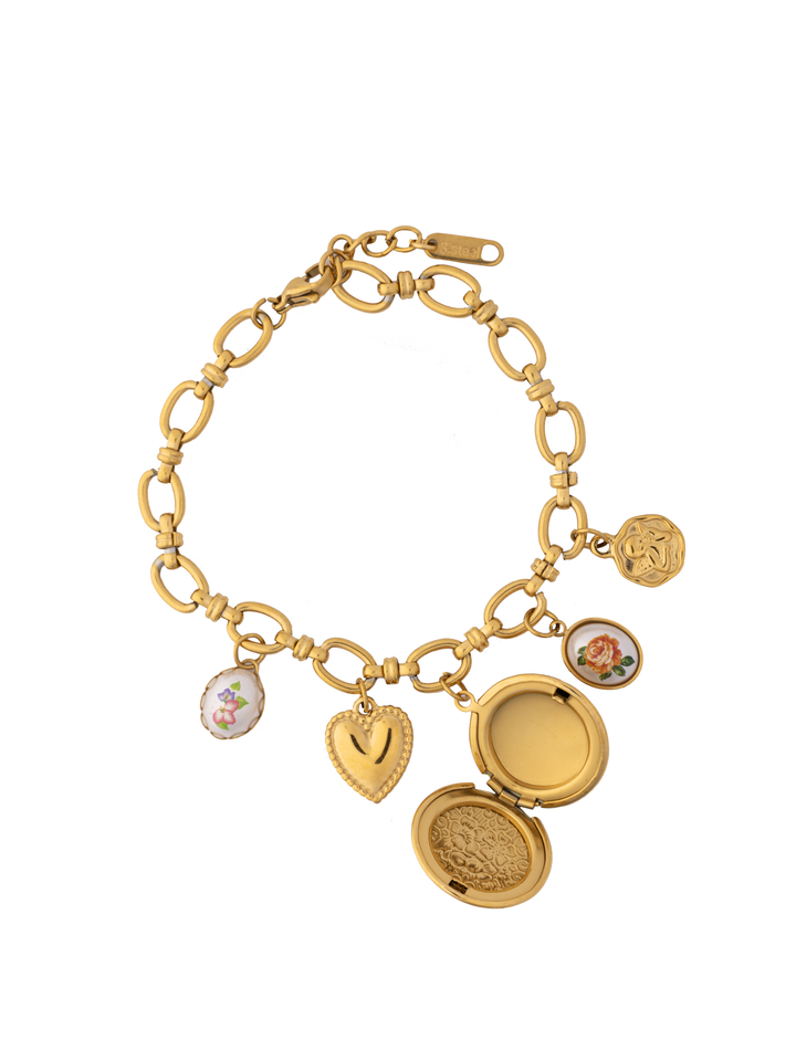 Pulsera Relicario Redondo Con Corazon