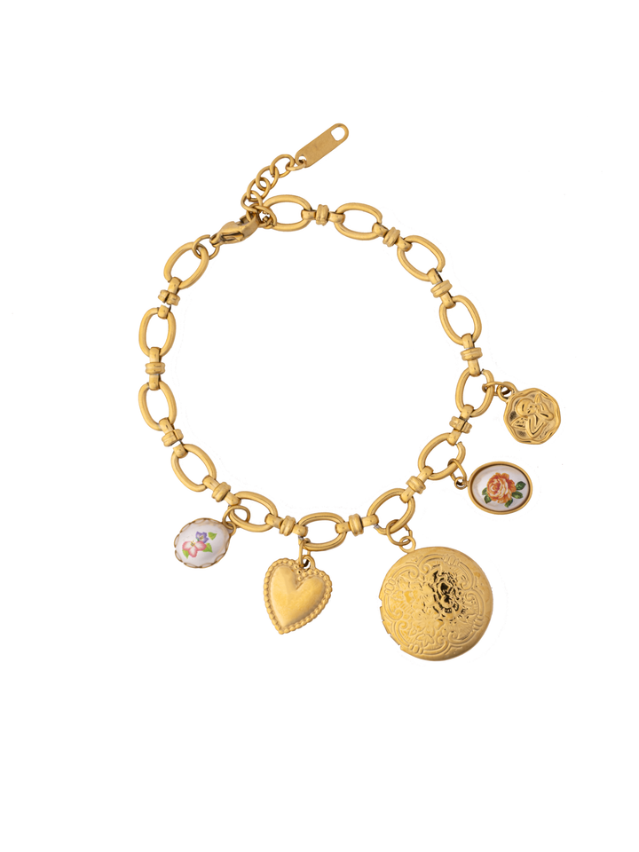 Pulsera Relicario Redondo Con Corazon