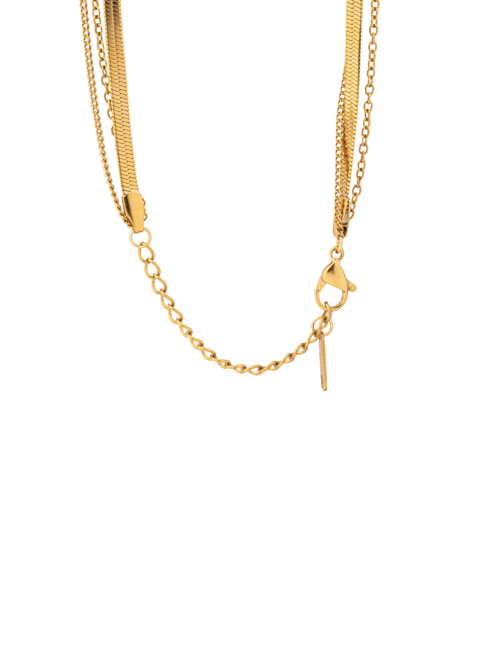 Collar Triple Planchado Con Dije Estrella y Luna