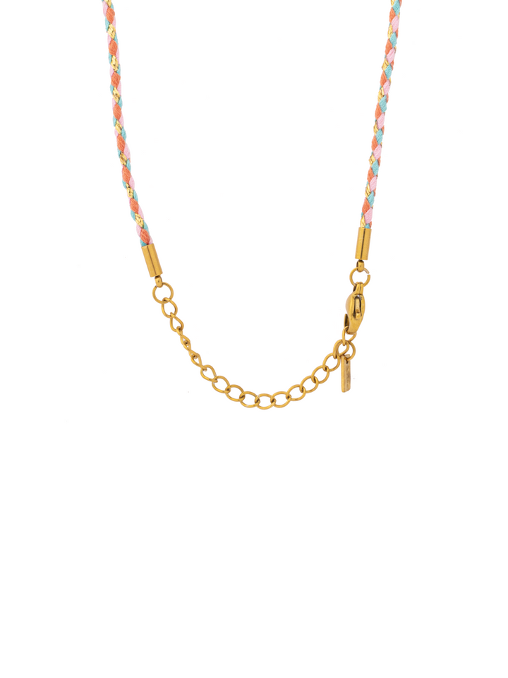 Collar Rosa, Aqua Con Dijes Sol, Luna y Estrella