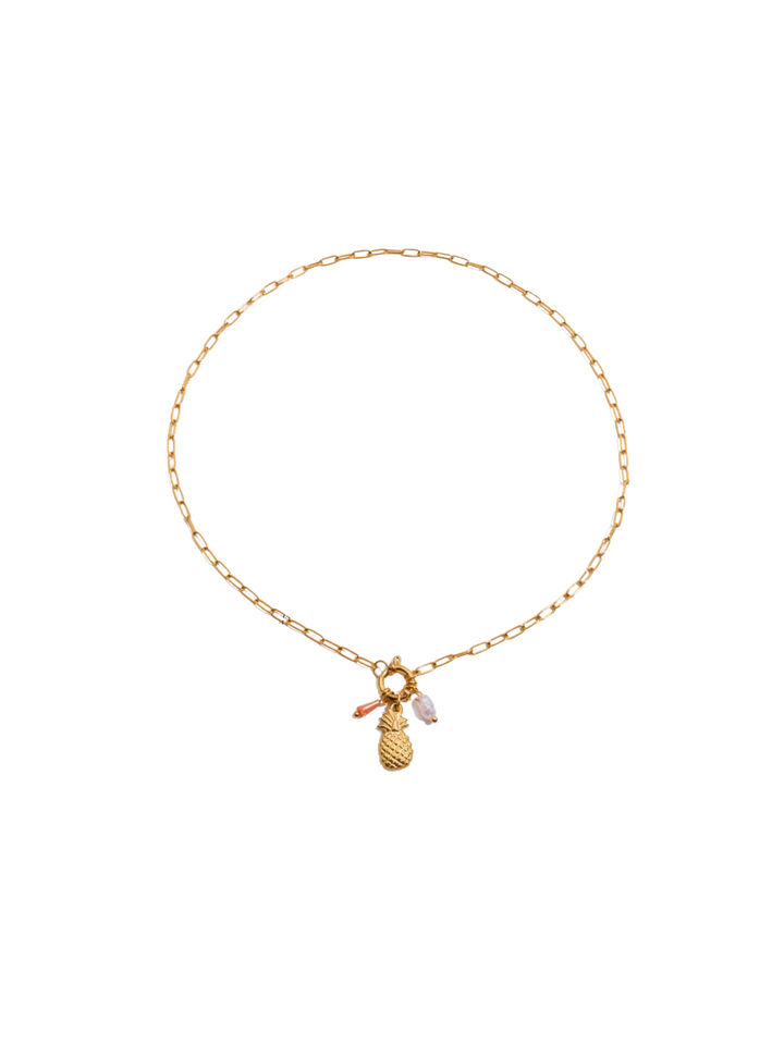 Collar Broche Timon Con Dijes Piña y Perla