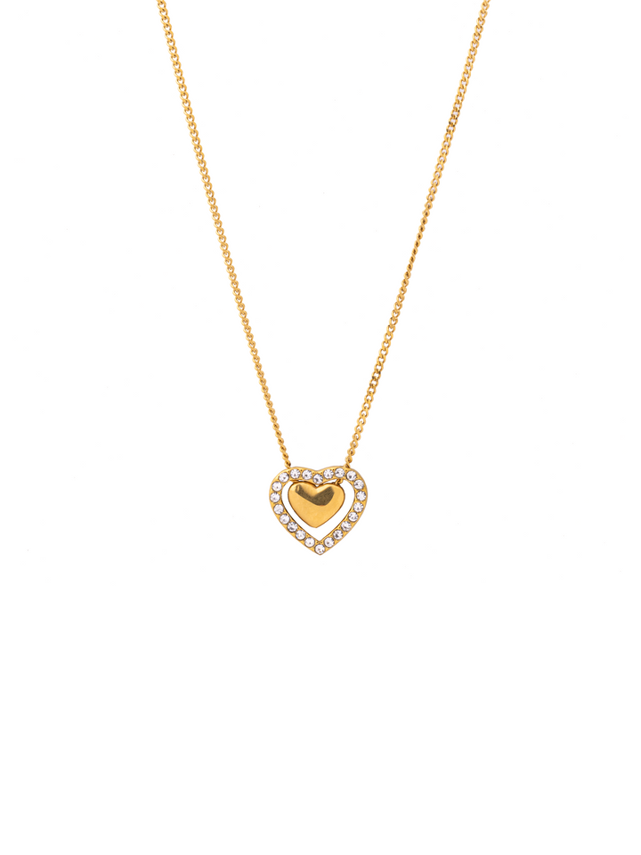 Collar Con Dije Corazon Contorno Zirconias