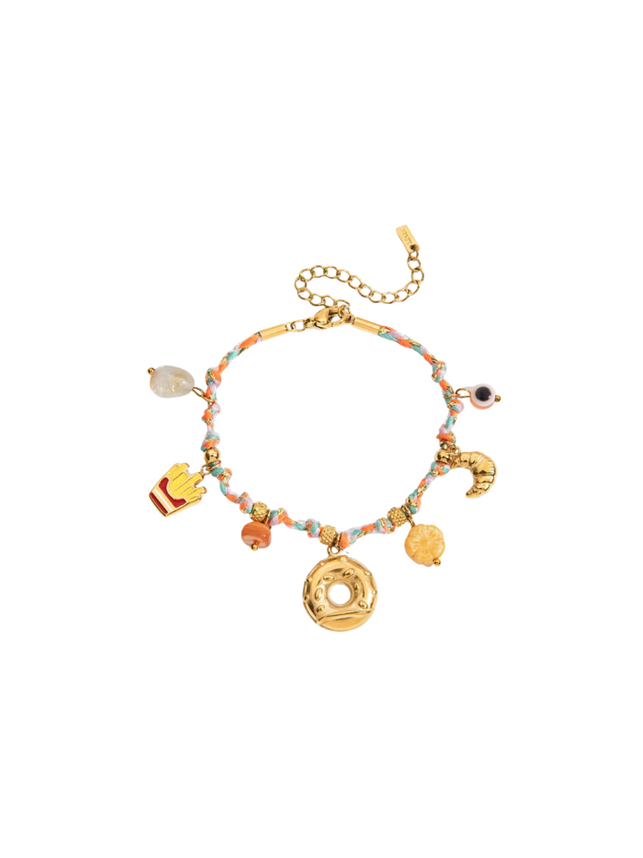 Pulsera Con Dijes Comida Dona y Papas