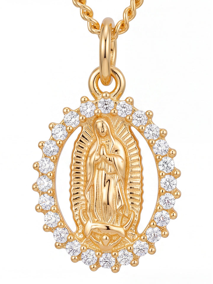 Collar Virgen Con Contorno Zirconias