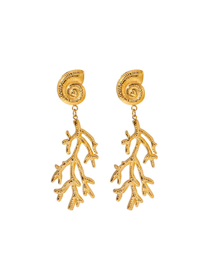 Par Arete Caracol Con Coral