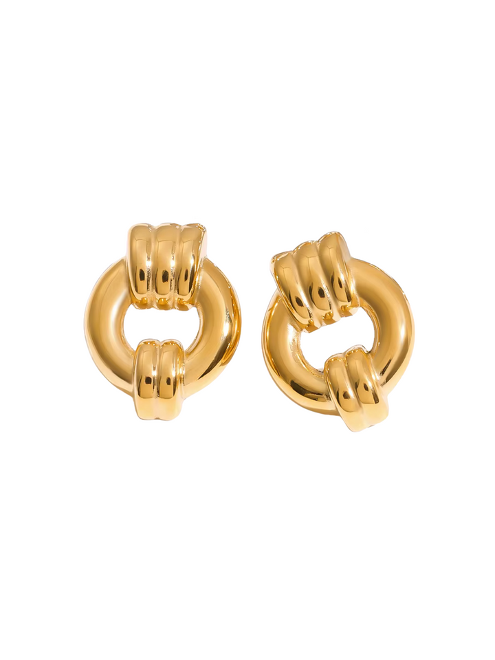 Par Arete Triple Linea Con Circulo