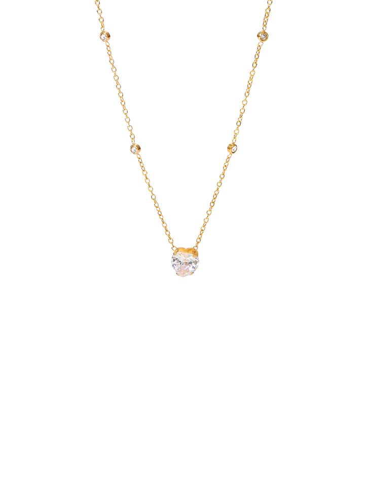 Collar Con Dije Corazon y Mini Zirconias