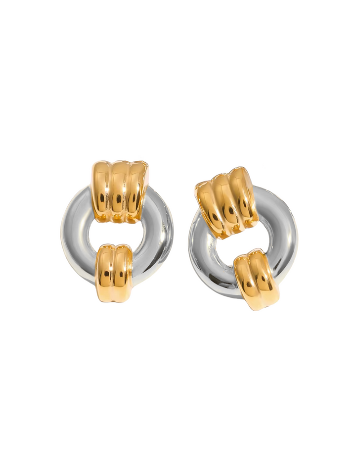 Par Arete Triple Linea Con Circulo