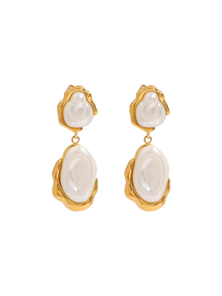 Par Arete Doble Irregular Con Perla