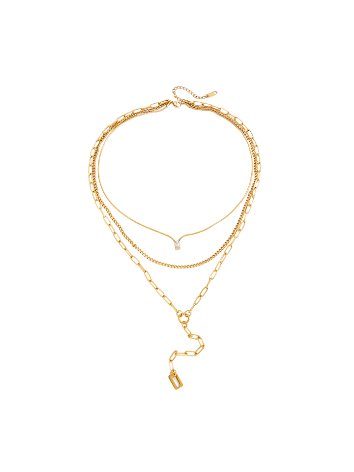 Collar Largo Triple Cadena Con Dije