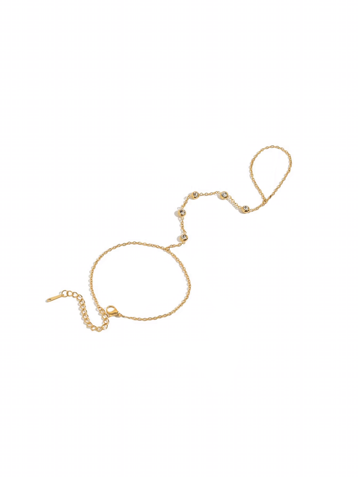 Pulsera Cinco Zirconias Bisel Con Anillo