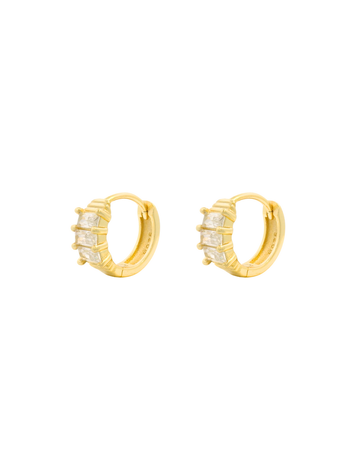 Par Arracada Triple Zirconia Rectangular