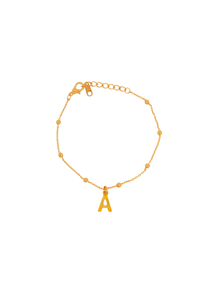 Pulsera Con Bolitas Doradas Inicial