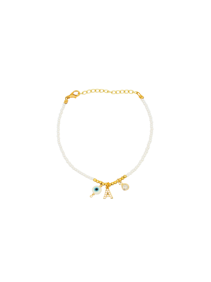 Pulsera Inicial, Ojo y Perla