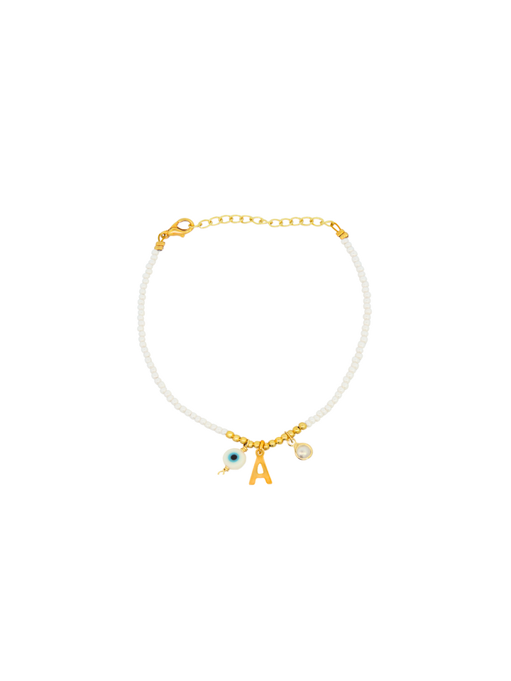 Pulsera Inicial, Ojo y Perla