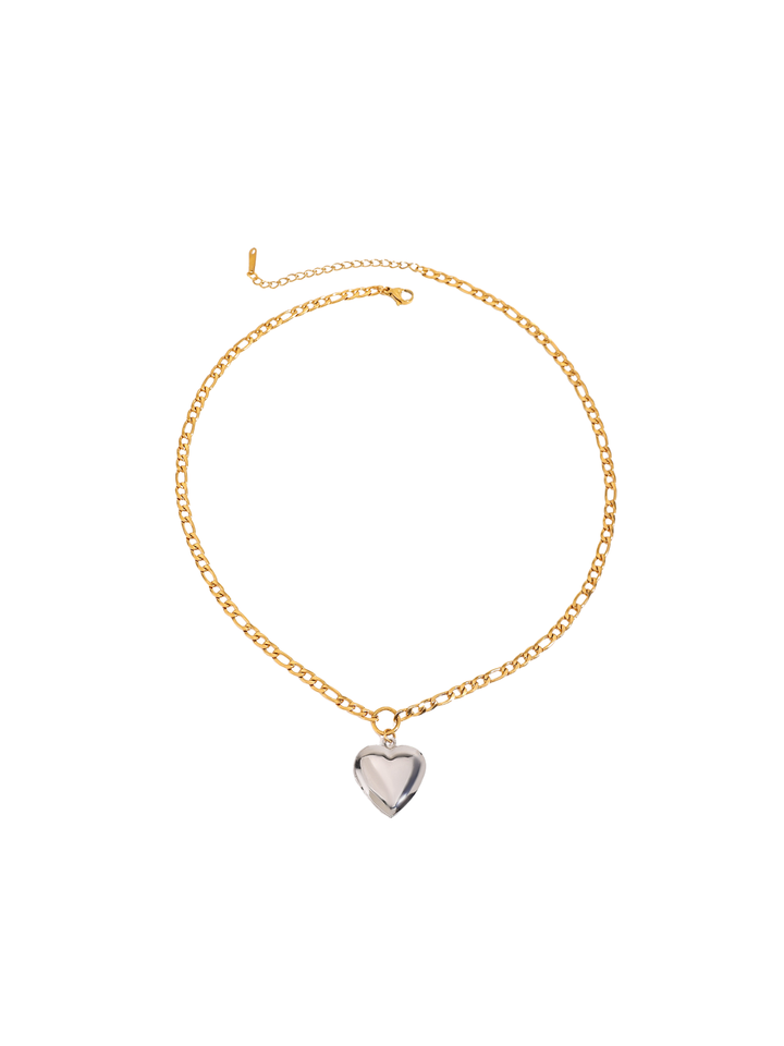 Collar Con Relicario Corazon Plateado