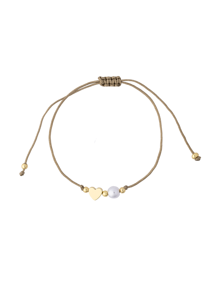 Pulsera Cafe Hilo Con Perlita y Dije