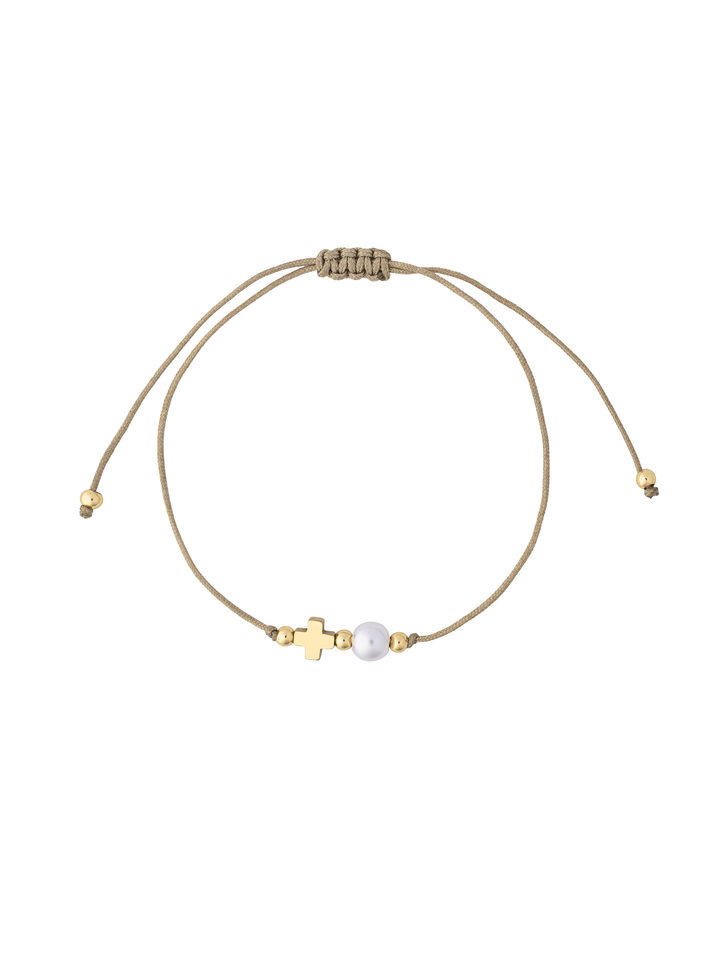 Pulsera Cafe Hilo Con Perlita y Dije