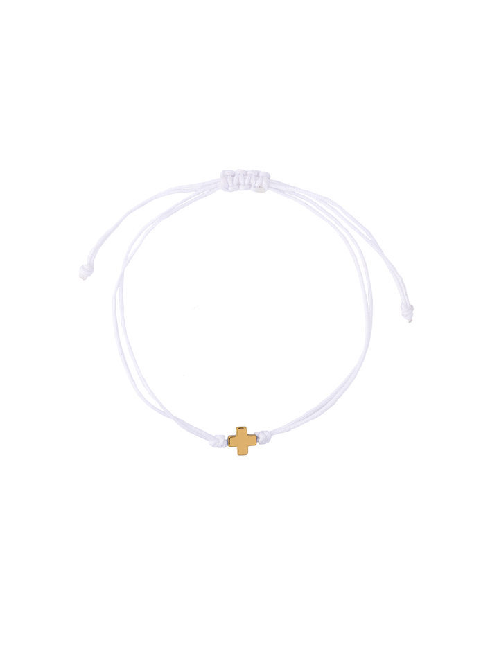Pulsera Hilo Con Cruz Dorada
