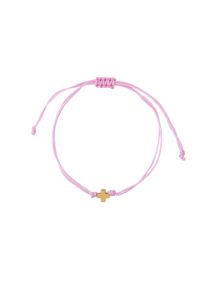 Pulsera Hilo Con Cruz Dorada