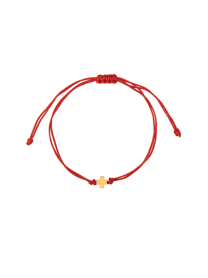 Pulsera Hilo Con Cruz Dorada