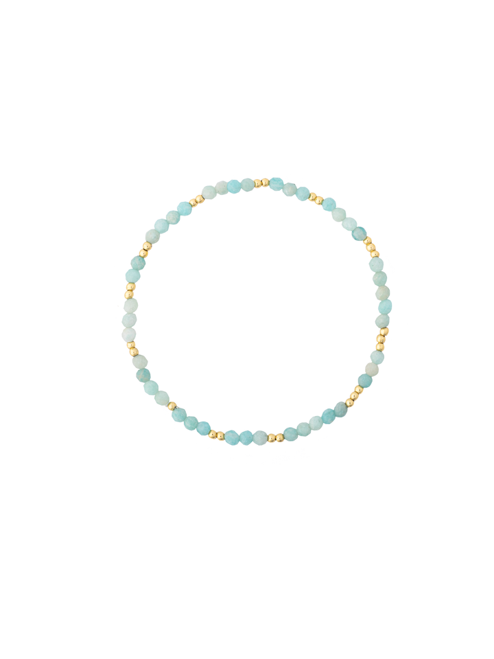 Pulsera Piedras Con Bolitas Doradas