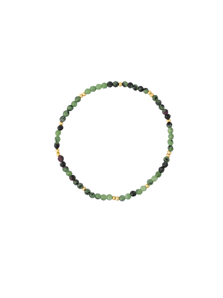 Pulsera Piedras Con Bolitas Doradas