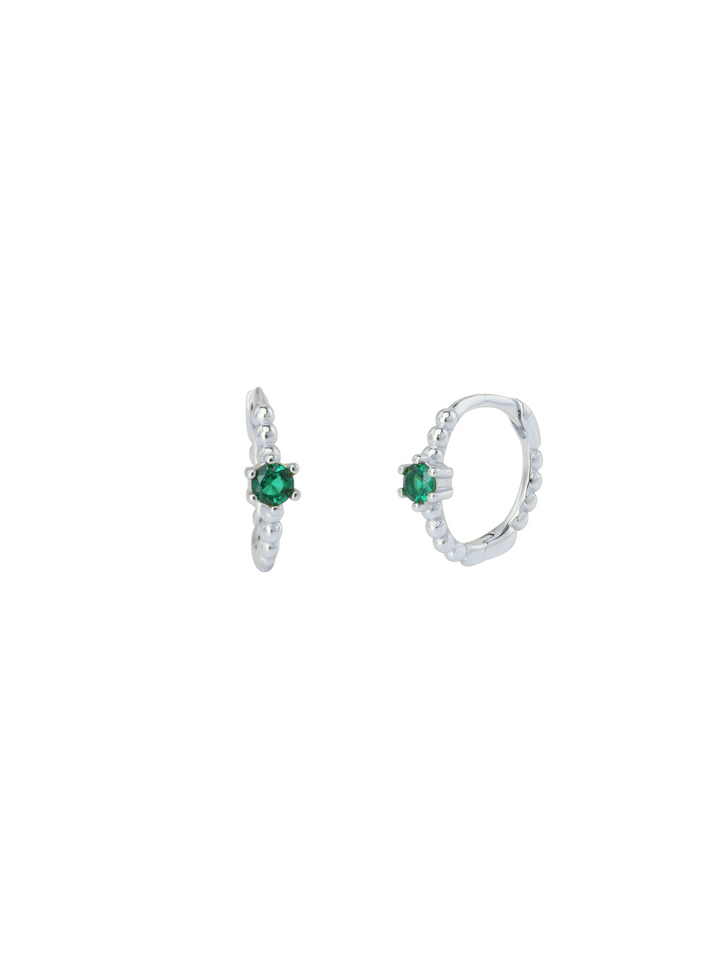 Arracada Bolitas Con Zirconia Verde