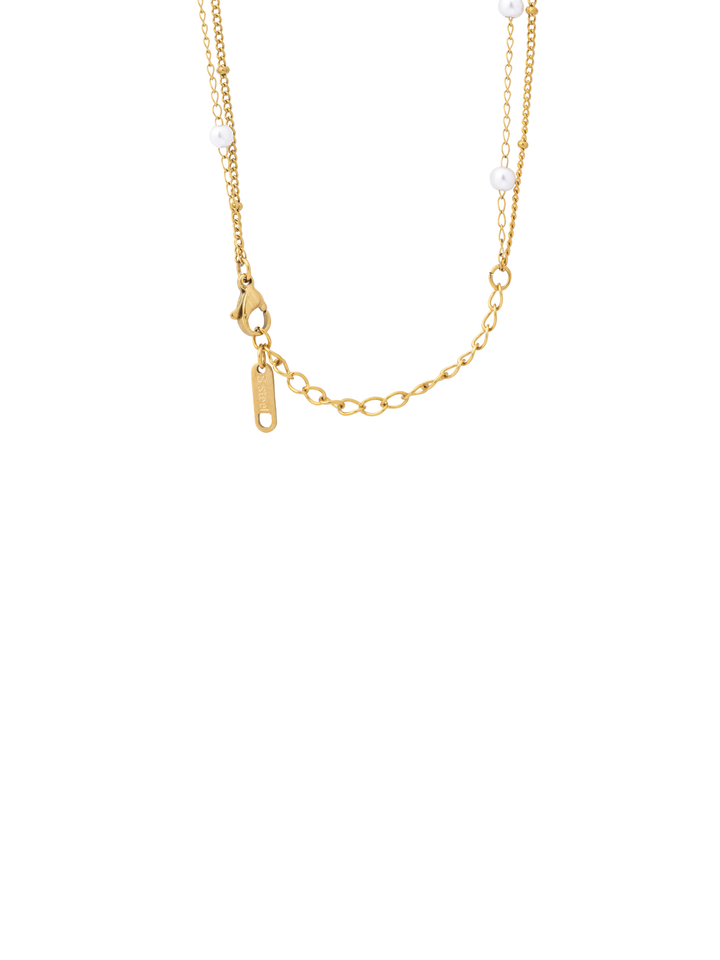 Collar Doble Corbatin Con Perlitas