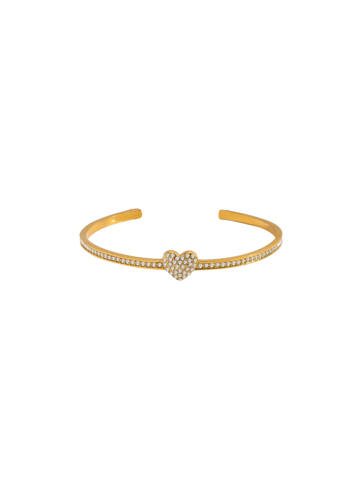 Brazalete Abierto Corazon Zirconias