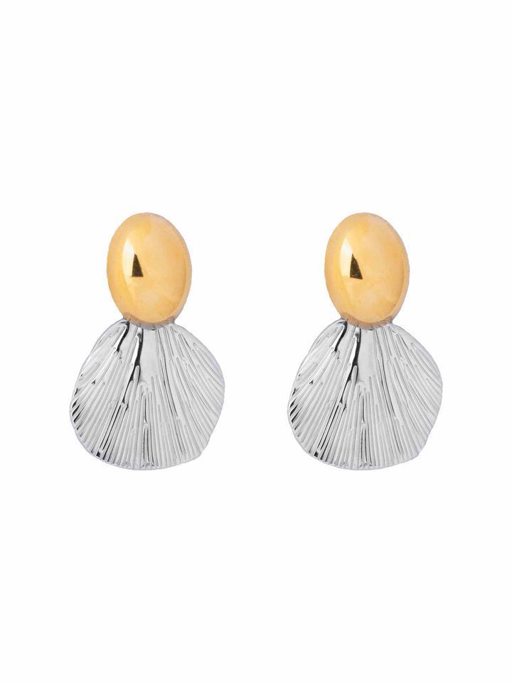 Par Arete Ovalado Con Hoja Plateada