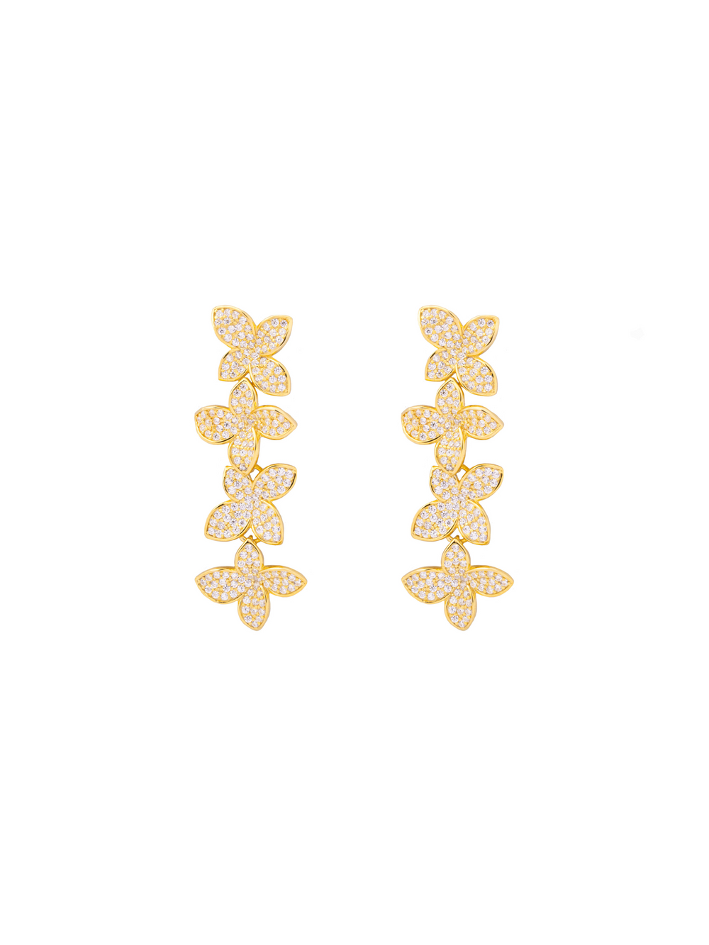 Par Arete Tira Flor Cuatro Petalos