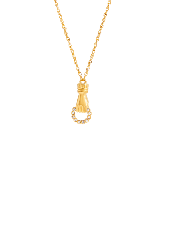 Collar Dije Mano Con Circulo Zirconias