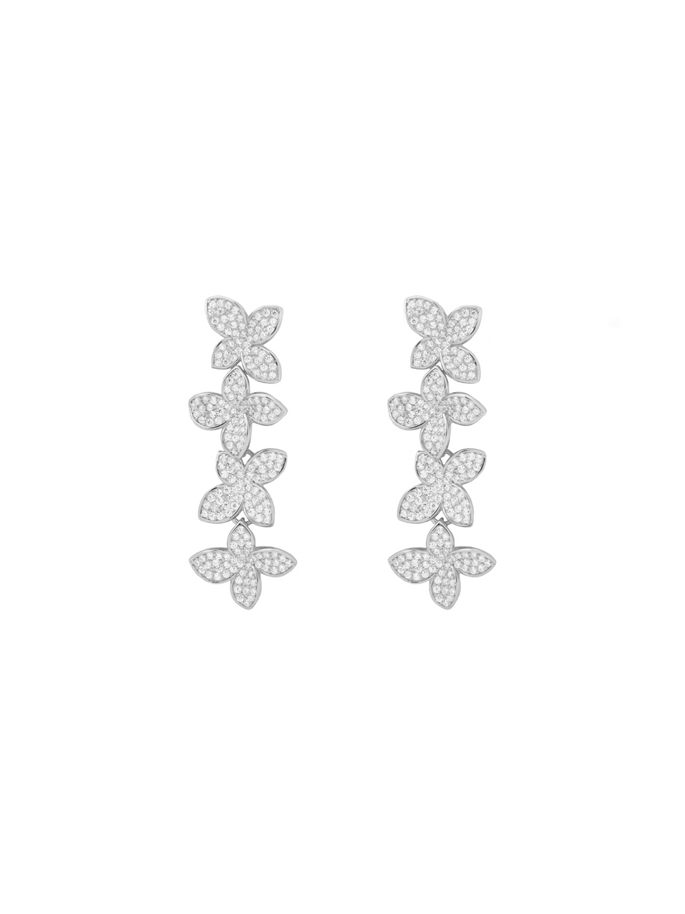 Par Arete Tira Flor Cuatro Petalos