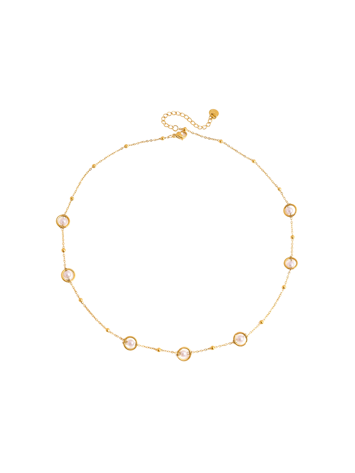 Collar Con Circulos Y Perlas