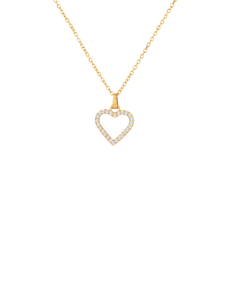 Collar Con Contorno Corazon Zirconias