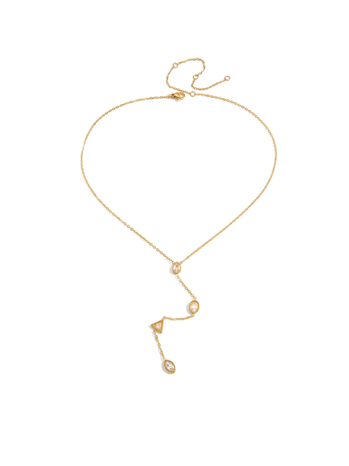 Collar Corbatin Con Zirconias Geometricas