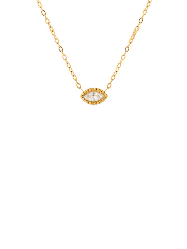 Collar Con Dije Ovalado Zirconia