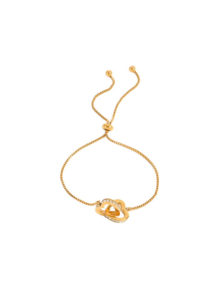 Pulsera Doble Corazon Enlazado Ajustable