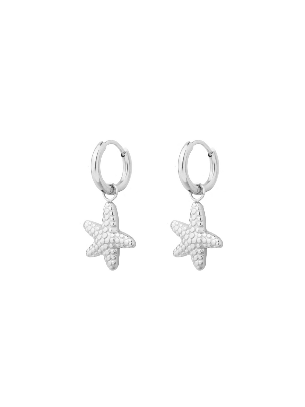 Par Arracada Plateada 2 en 1 Con Estrella de Mar